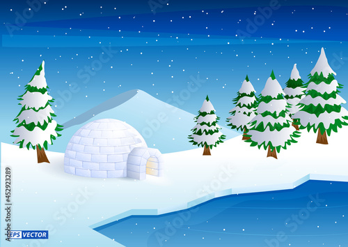 realistic igloo dome or igloo ice house cartoon style or snow ice home of the eskimos. eps vector