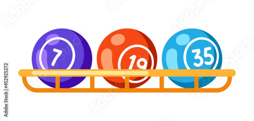 Lottery balls with numbers of lotto illustration. Icon for online games.