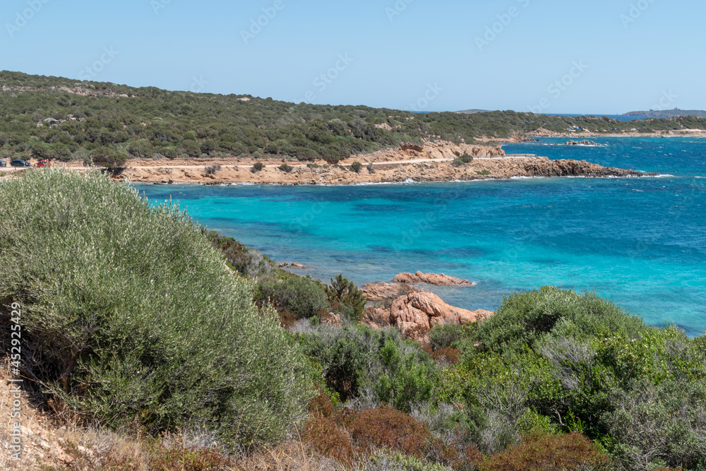 View of the coast of island Caprera, Maddalena archipel
