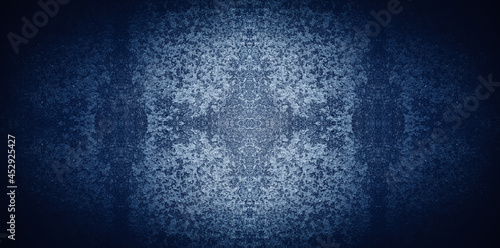 Deep blue colored ornament, pattern, background, psycodelic, fractal, trance, cold