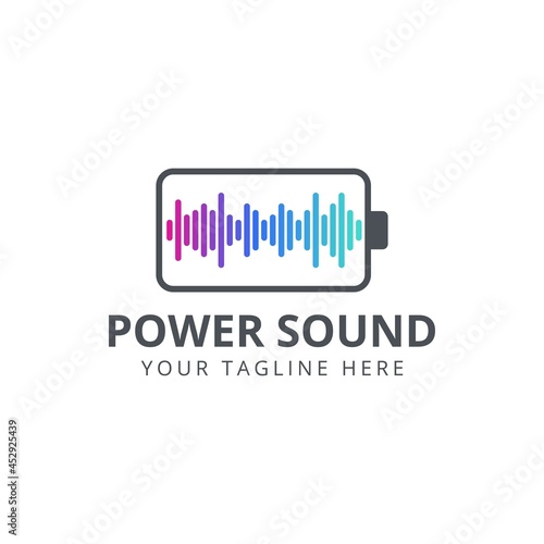 Battery with sound wave logo design inspiration