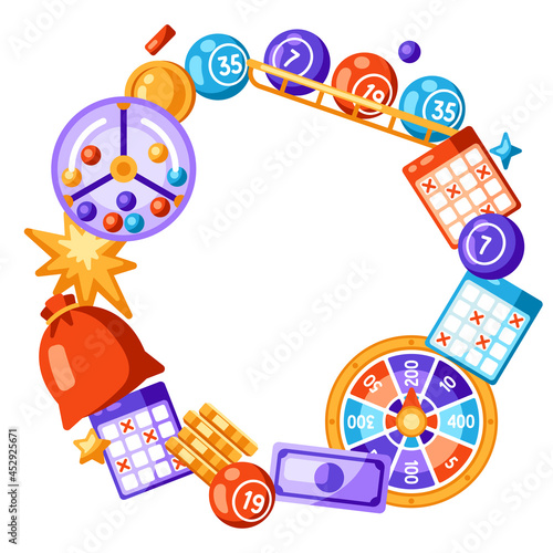Lottery and bingo frame. Concept for gambling or online games.