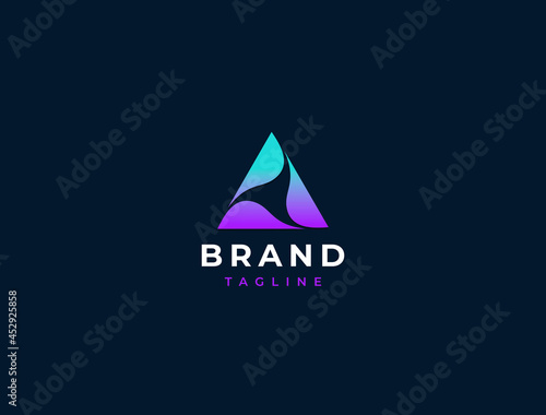 Three elements triangle logo. Abstract symbol business logotype. 