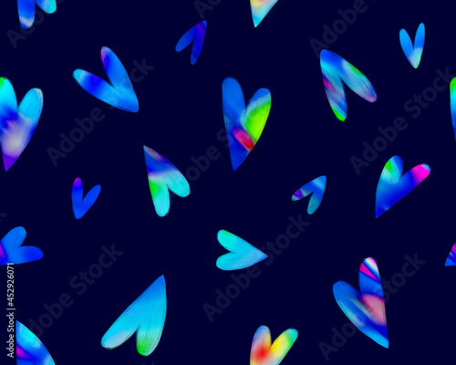 Abstract Hand Drawing Cute Hearts Seamless Pattern with Isolated Background