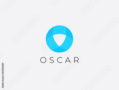 Shield safety round logo icon design template. Abstract symbol of security.
