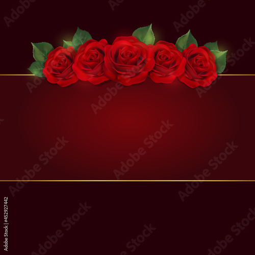 Vector card with red roses background