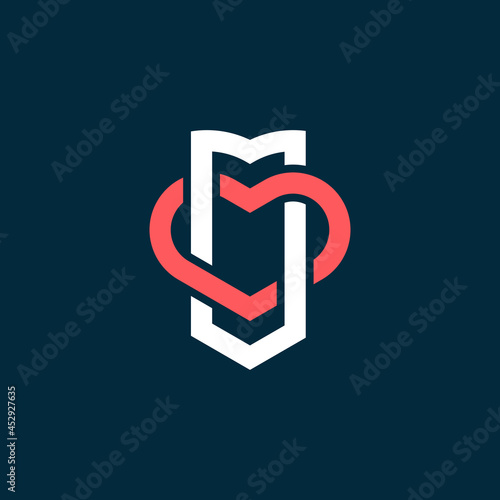 Heart and  book symbol logo icon. Vector template.
