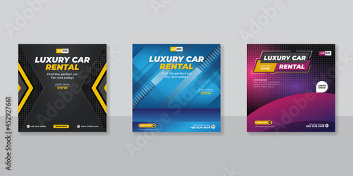 Rent a car banner for flyer and social media post template