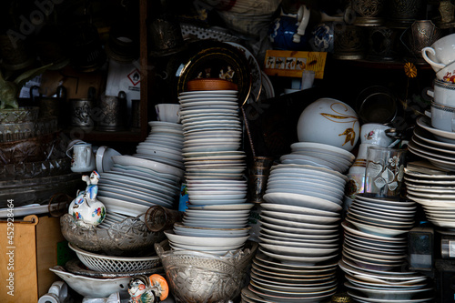 Still life photo of old and rusty vintage items at a junk shop in Old Quarter Hanoi, Vietnam © Сергей Мешков