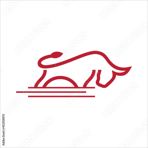 Outline Creative Bull, Red Bull, Buffalo Logo Design Vector Template