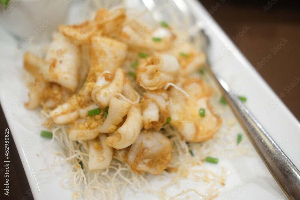 Fried squid with garlic Fried squid with garlic