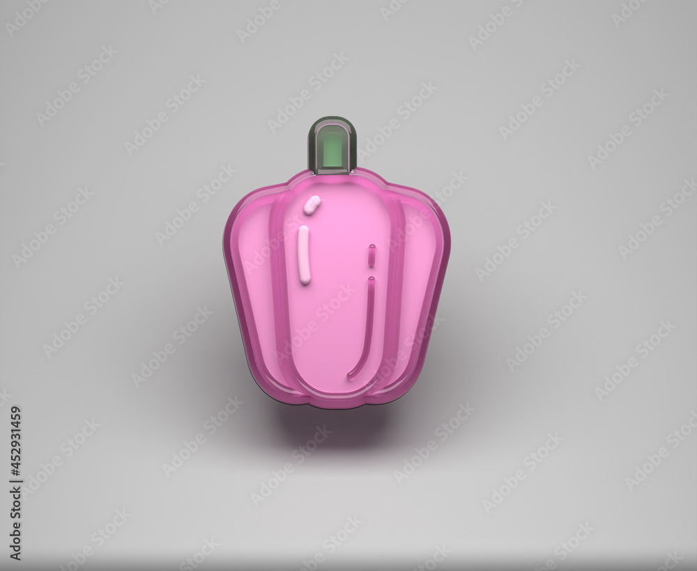 3d dimensional icon symbol of paprika with a layer of glass material on the outside of the object, suitable for modern flat fruit designs that are comfortable to look at 3d dimensional icon symbol of paprika with a layer of glass material on the outside of the object, suitable for modern flat fruit designs that are comfortable to look at