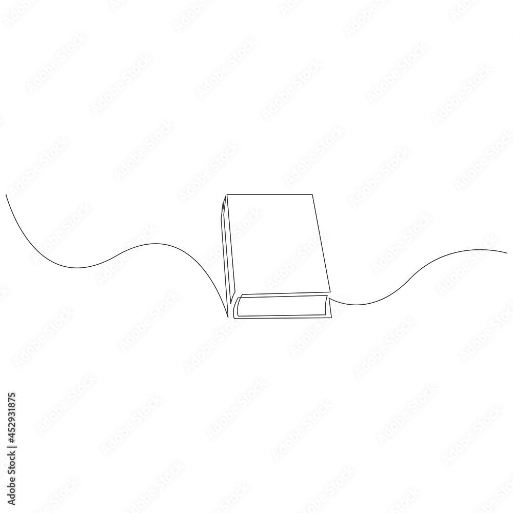 Obraz premium Book one line. Vector drawing.