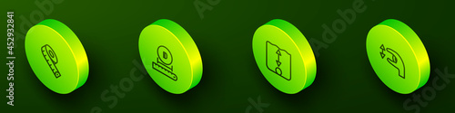 Set Isometric line Measuring tape, Diameter, Depth measurement and Approximate measurements icon. Vector