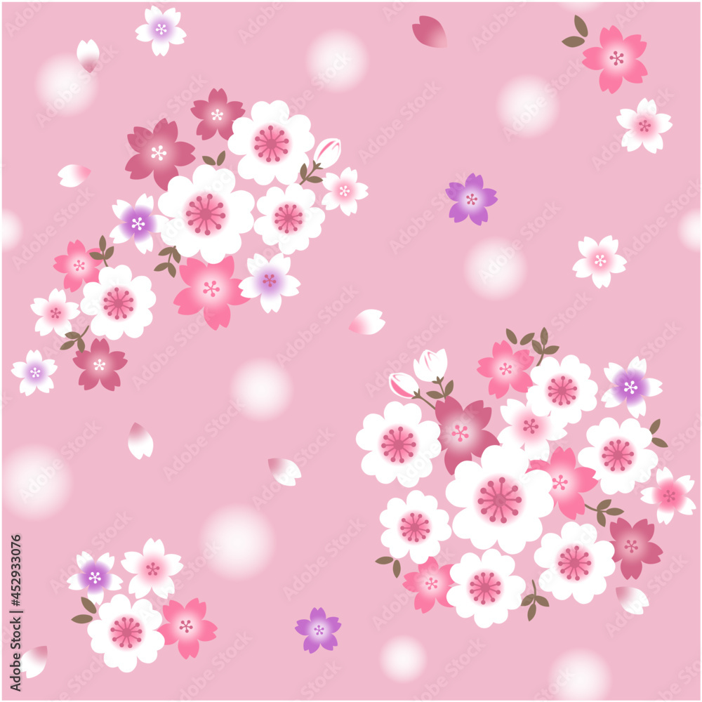 シームレスな桜梅の花のパターン, 和風にも使える花柄