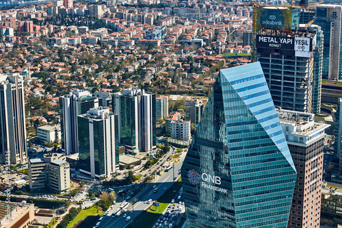 Canvas Print Istanbul, Turkey - April 3, 2017: Arial view the Levent Business District