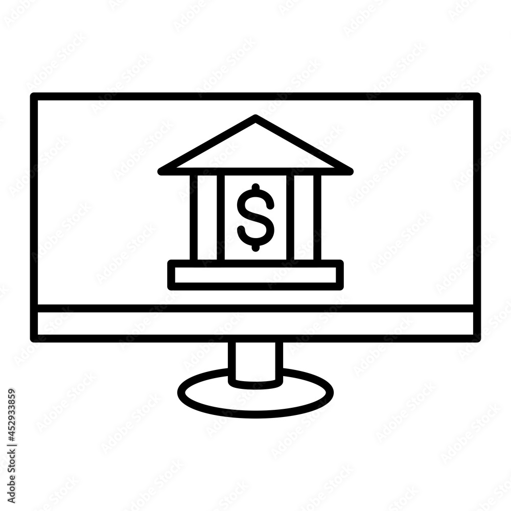 Vector Online Banking Outline Icon Design Vector Online Banking Outline Icon Design
