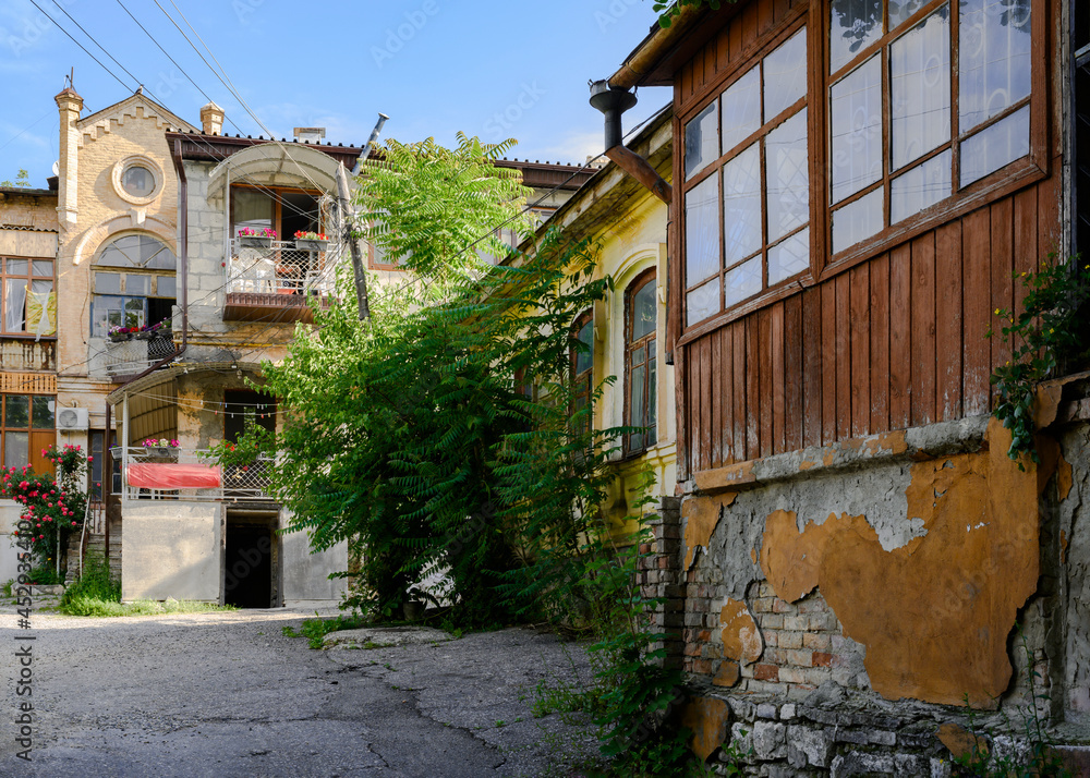 Courtyard with old 19th century houses in Pyatigorsk, Russia