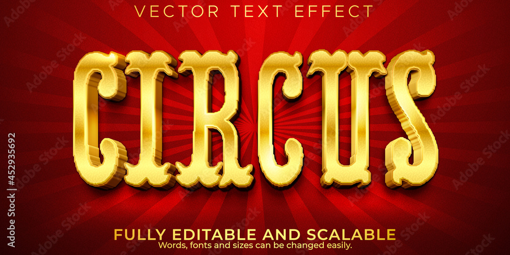 Golden circus text effect, editable luxury and rich text style Stock ...