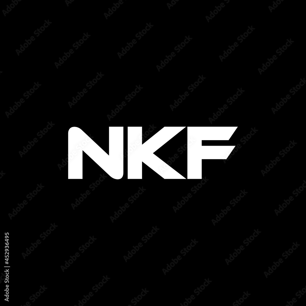 NKF letter logo design with black background in illustrator, vector logo modern alphabet font overlap style. calligraphy designs for logo, Poster, Invitation, etc.