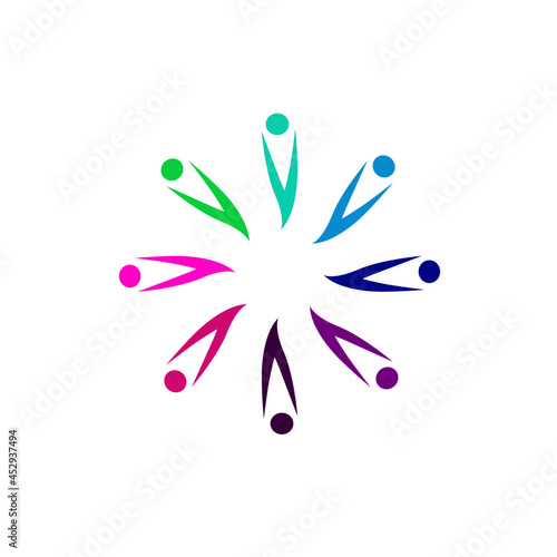 Colorful People Together Sign, Symbol, Logo isolated on White VECTOR
