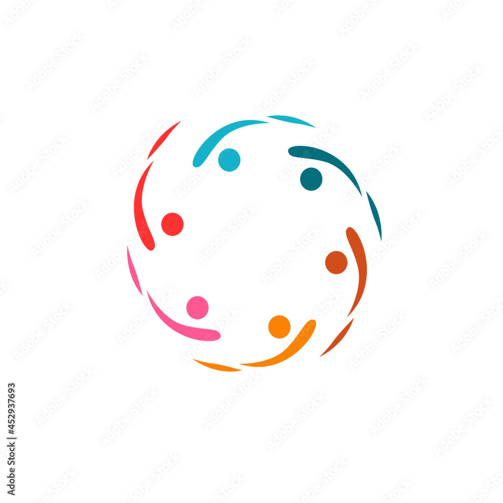 Fototapeta premium Colorful People Together Sign, Symbol, Logo isolated on White VECTOR