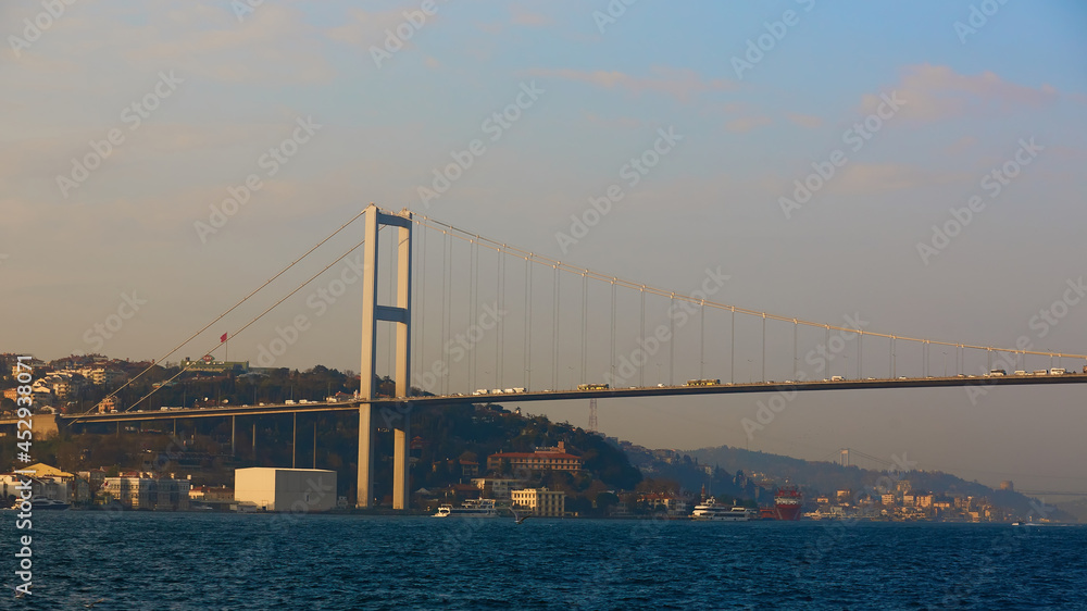 The Bosphorus Bridge connecting Europe and Asia. The Bosphorus Bridge connecting Europe and Asia.