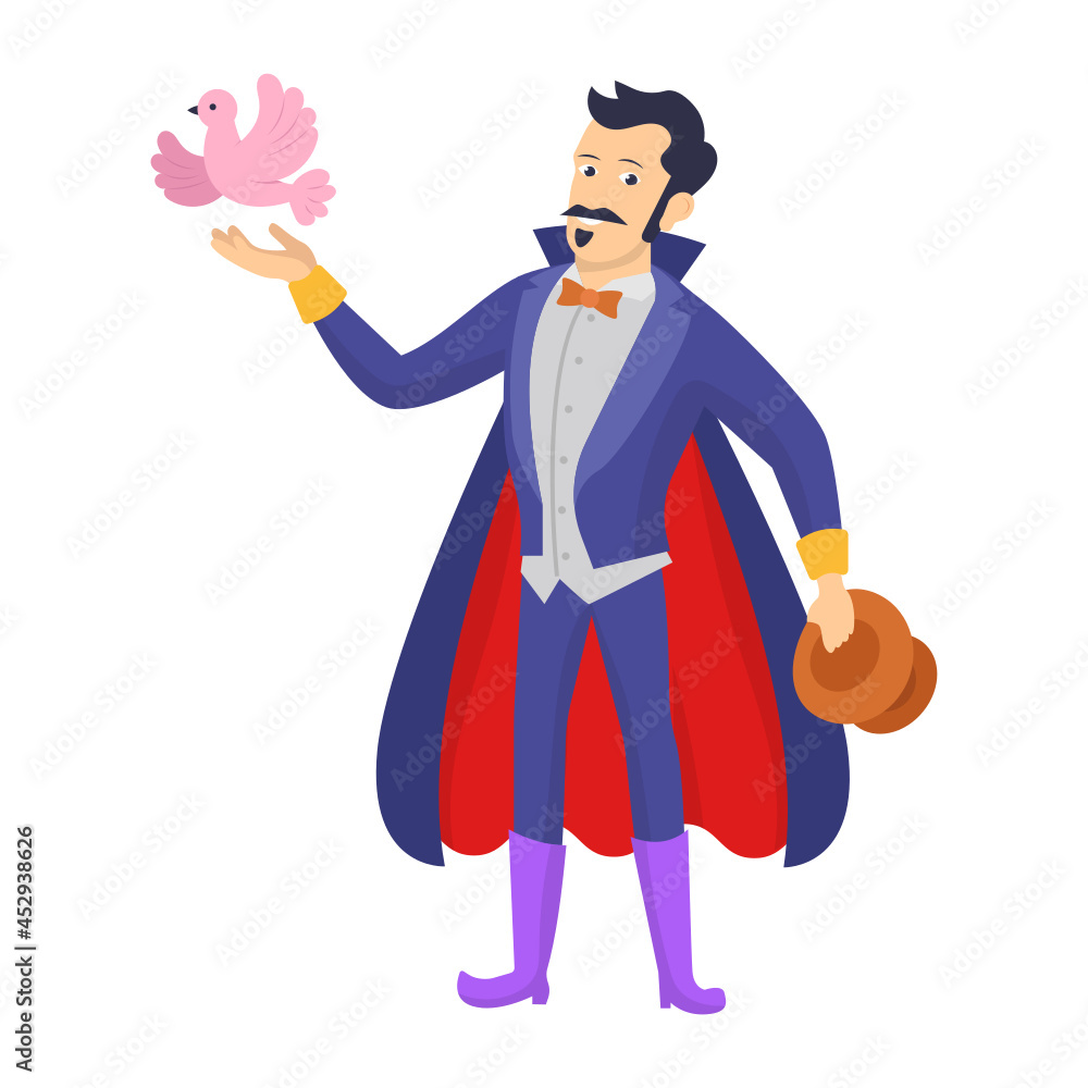 Magician Doing Trick With Doves Concept, Pigeon Magic Vector Icon Design, Circus characters Symbol, Carnival performer Sign, Festival troupe Stock illustration Magician Doing Trick With Doves Concept, Pigeon Magic Vector Icon Design, Circus characters Symbol, Carnival performer Sign, Festival troupe Stock illustration