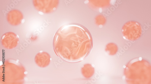 3D Collagen Skin Serum and Vitamin illustration isolated on orange background. concept skin care cosmetics solution. 3d rendering.	
 photo
