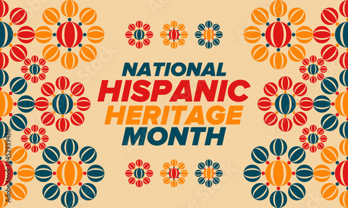 National Hispanic Heritage Month in September and October. Hispanic and Latino Americans culture. Celebrate annual in United States. Poster, card, banner and background. Vector illustration