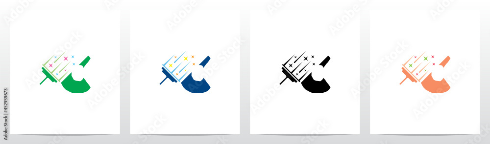 Glass Scraper Cleaning Letter Logo Design C Glass Scraper Cleaning Letter Logo Design C