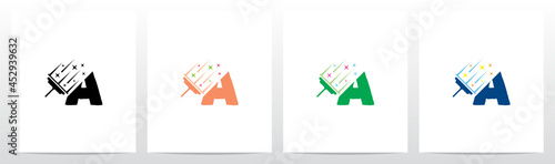 Glass Scraper Cleaning Letter Logo Design A