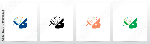 Glass Scraper Cleaning Letter Logo Design B