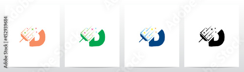 Glass Scraper Cleaning Letter Logo Design D