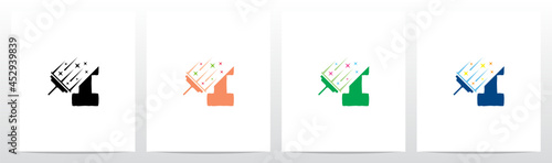 Glass Scraper Cleaning Letter Logo Design I