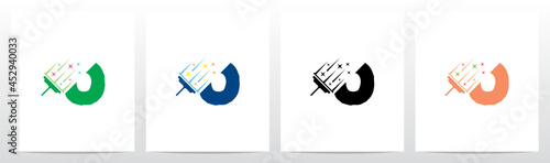 Glass Scraper Cleaning Letter Logo Design O