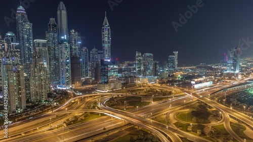 Wallpaper Mural Dubai Marina highway intersection spaghetti junction night timelapse Torontodigital.ca