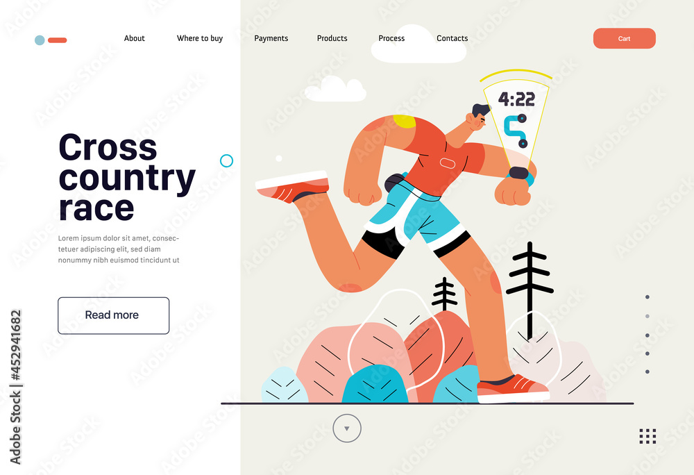 Runners - a man running and exercising outside, website template Runners - a man running and exercising outside, website template