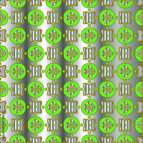  metal pattern on a green background. pattern for fabric, wallpaper, packaging. Decorative print.