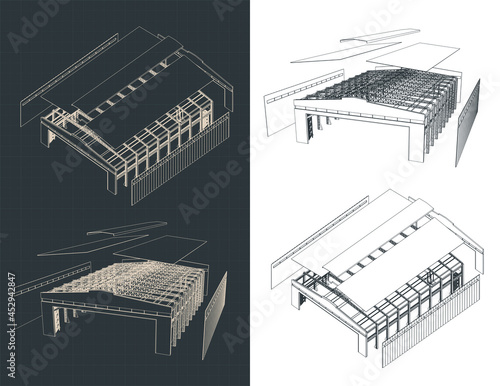 Disassembled large industrial hangar