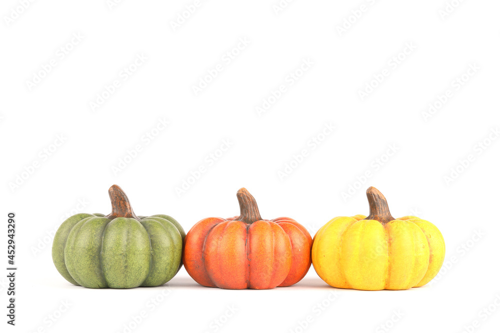 Pumpkins made out of clay isolated on white Pumpkins made out of clay isolated on white