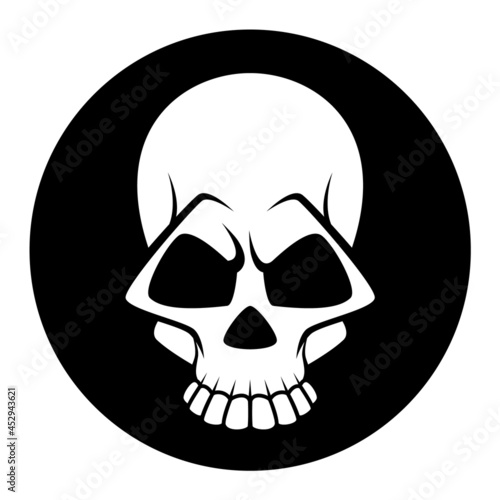 Black and white human skull icon. Symbol or emblem for logo or tattoo.