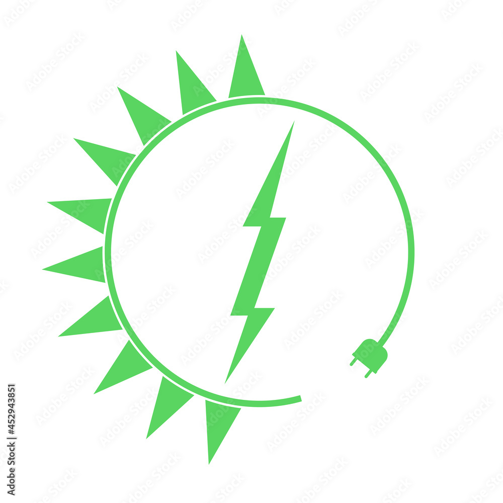 Renewable energy icon, graphic design template, lightning bolt, vector illustration Renewable energy icon, graphic design template, lightning bolt, vector illustration