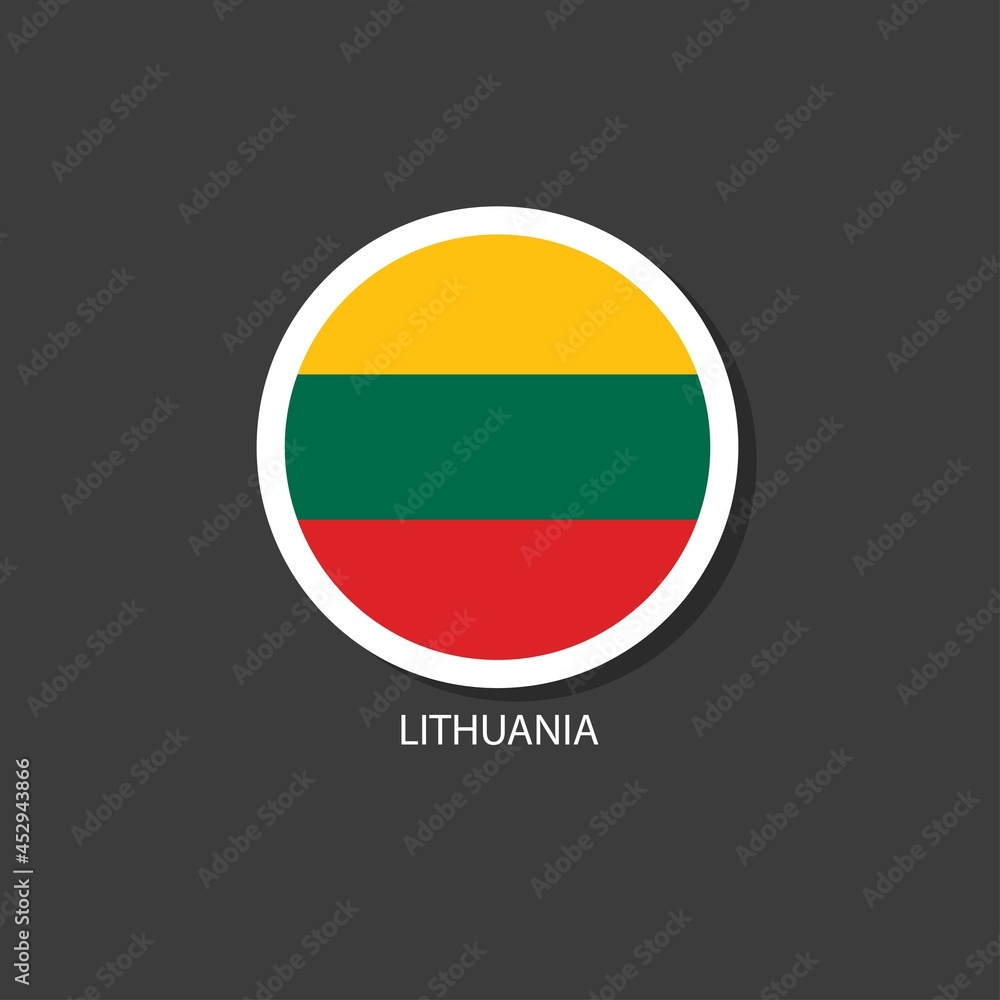Fototapeta premium Lithuania flag vector circle shape.
