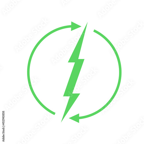 Renewable energy icon, graphic design template, lightning bolt, vector illustration