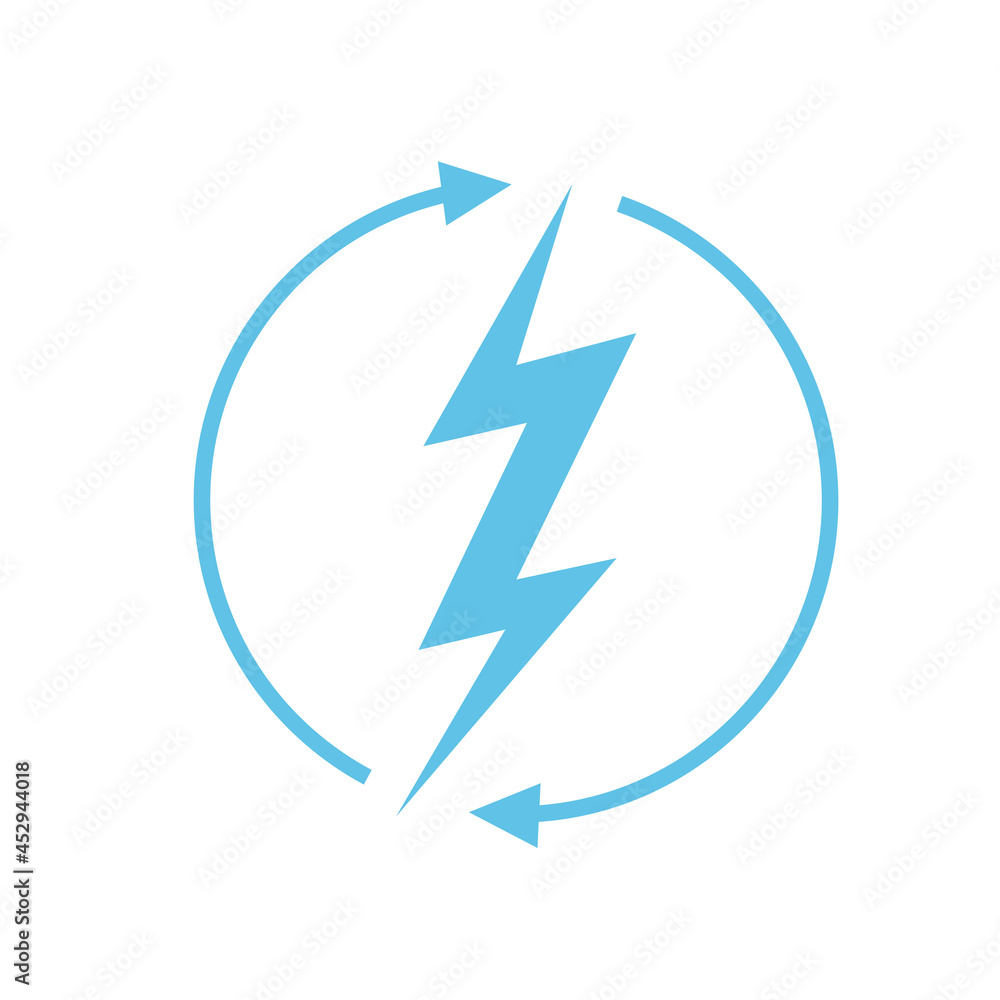 Renewable energy icon, graphic design template, lightning bolt, vector illustration Renewable energy icon, graphic design template, lightning bolt, vector illustration