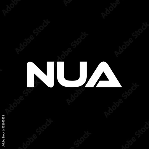 NUA letter logo design with black background in illustrator, vector logo modern alphabet font overlap style. calligraphy designs for logo, Poster, Invitation, etc. photo