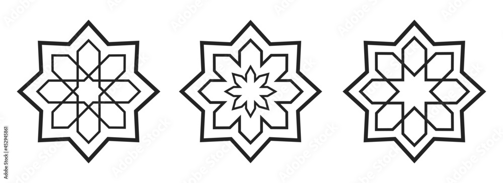 Set of black geometric shapes design element. Abstract modern texture ...