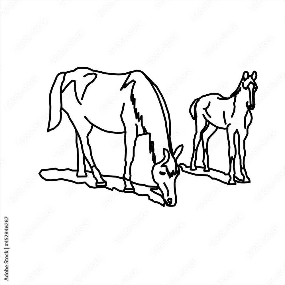 vector design sketch of a horse eating vector design sketch of a horse eating