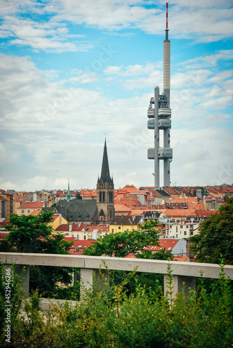 Buildings with red roof. view of the red rooftops prague view of the TV tower